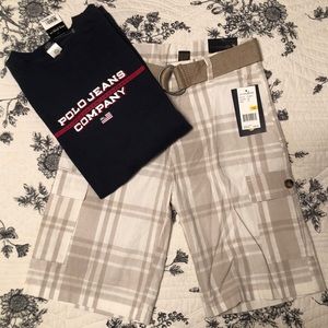 Polo long sleeve shirt & cargo shorts new with tag